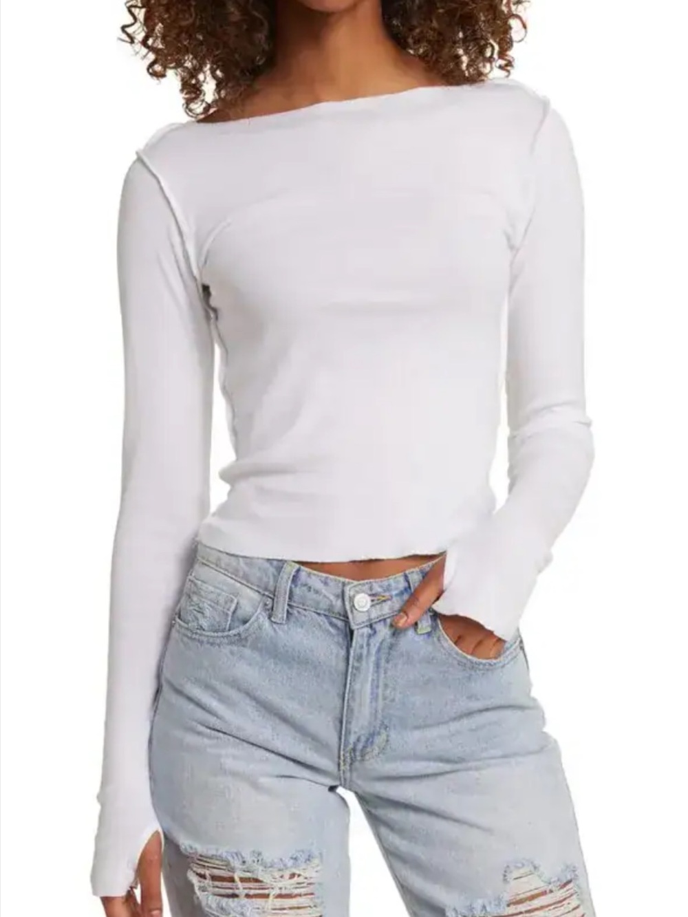 BDG Urban Outfitters White BDG Slash Neck Top L